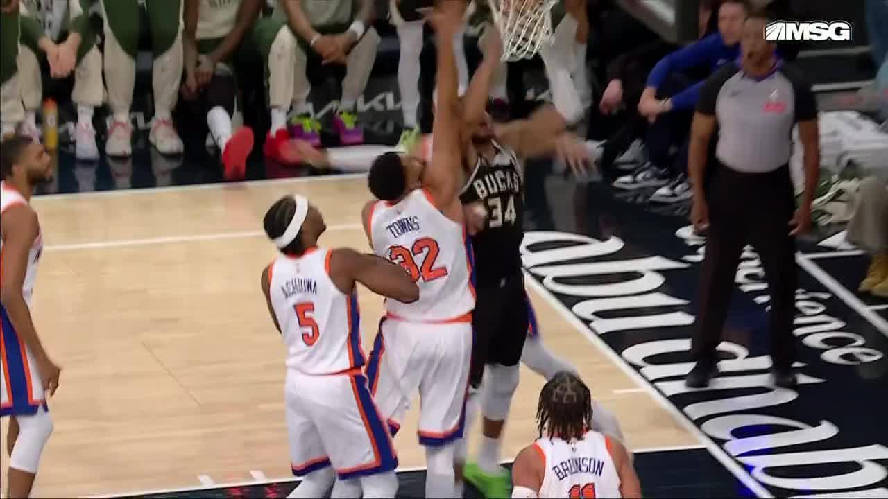 Giannis Antetokounmpo gets up for the beautiful flush