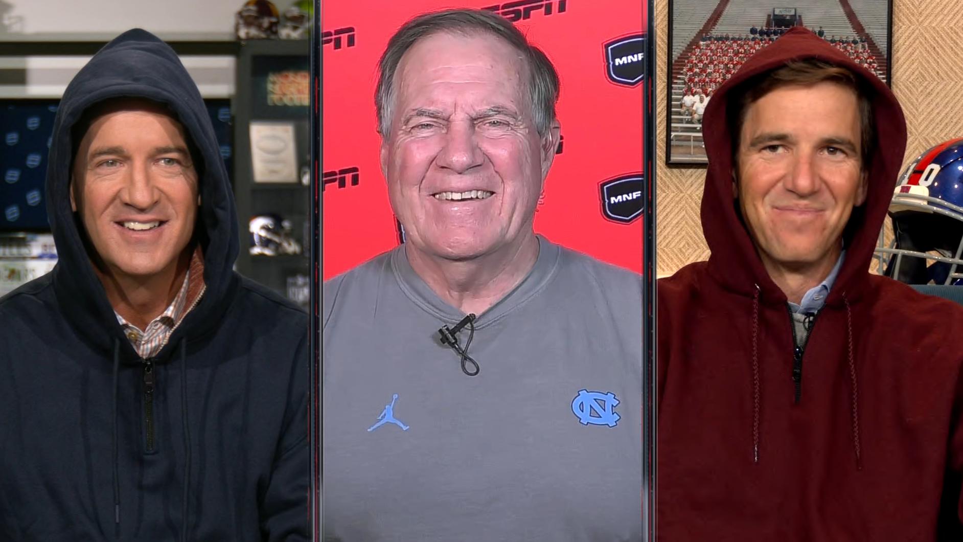 Peyton, Eli don cutoff hoodies in honor of Bill Belichick