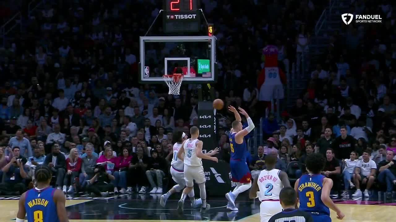 Joker throws wild over-the-head pass for a slam dunk