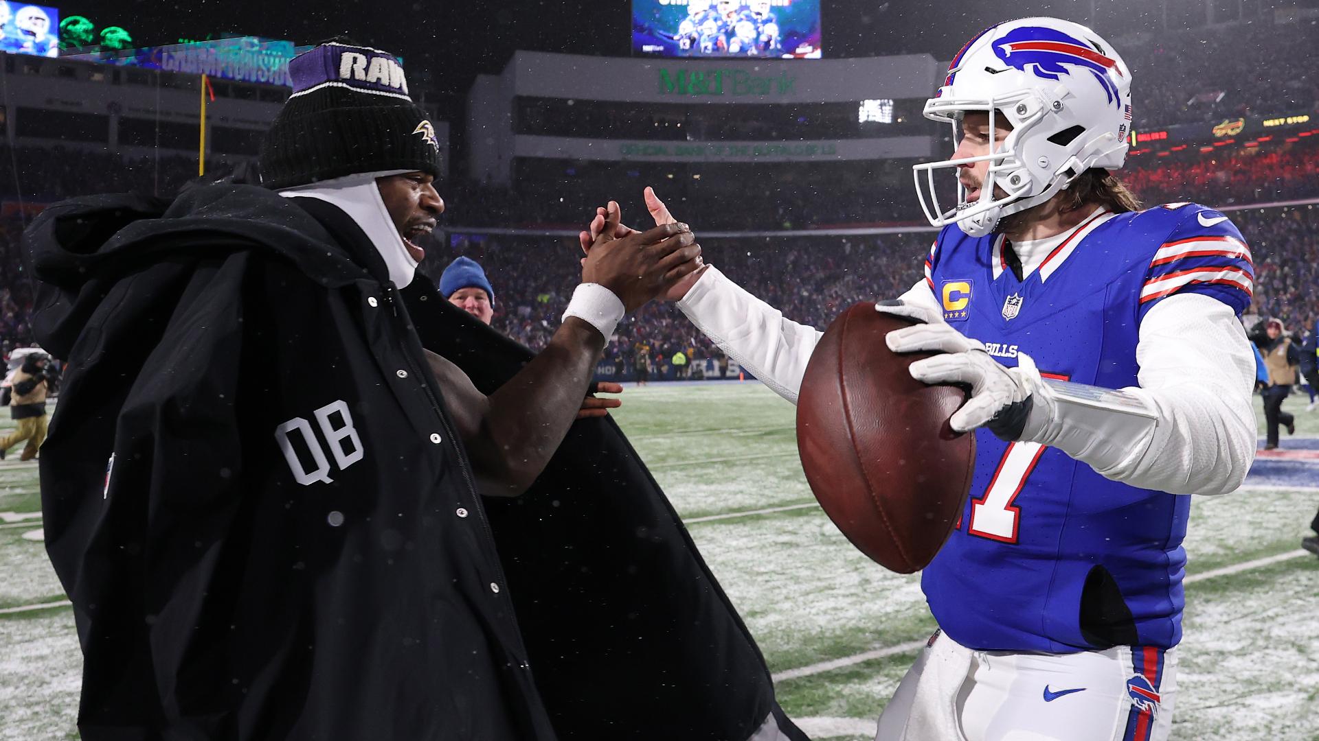 Josh Allen beelines for Lamar Jackson as game ends in Bills win