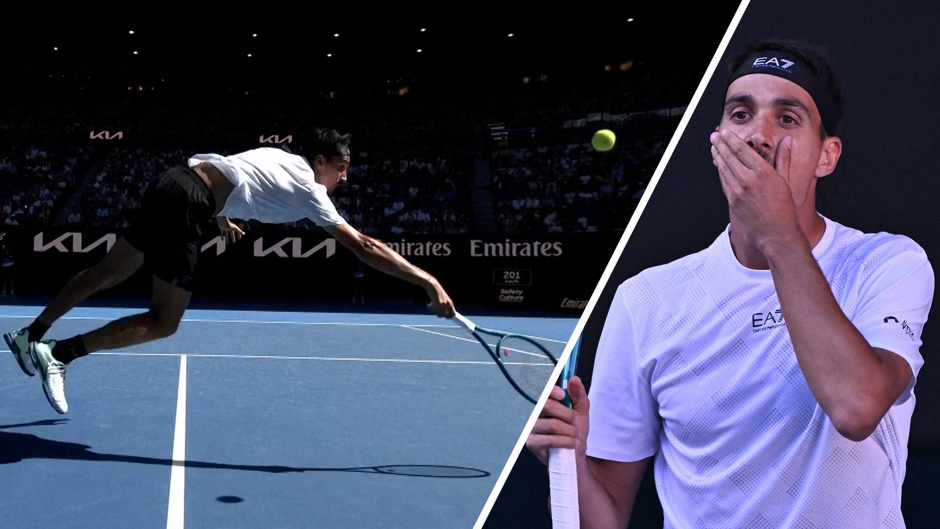 Lorenzo Sonego hits outrageous backspin volley winner vs. Ben Shelton