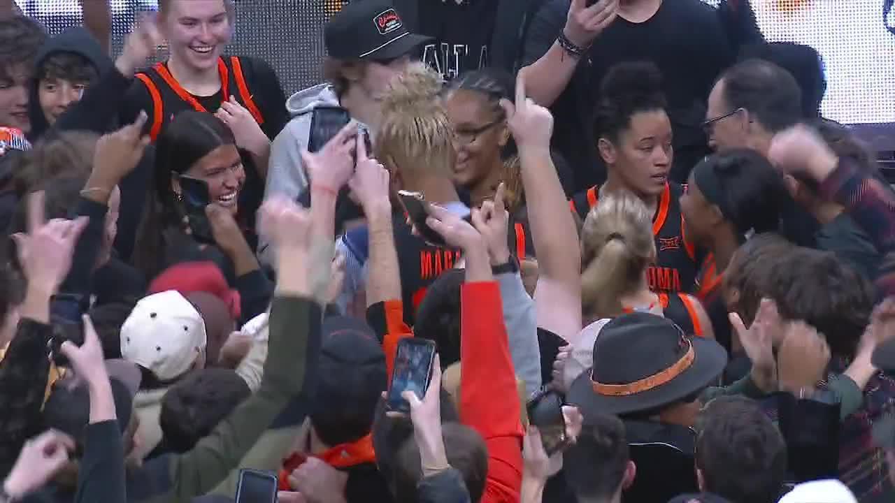 Oklahoma State fans storm court after upset win over No. 9 TCU