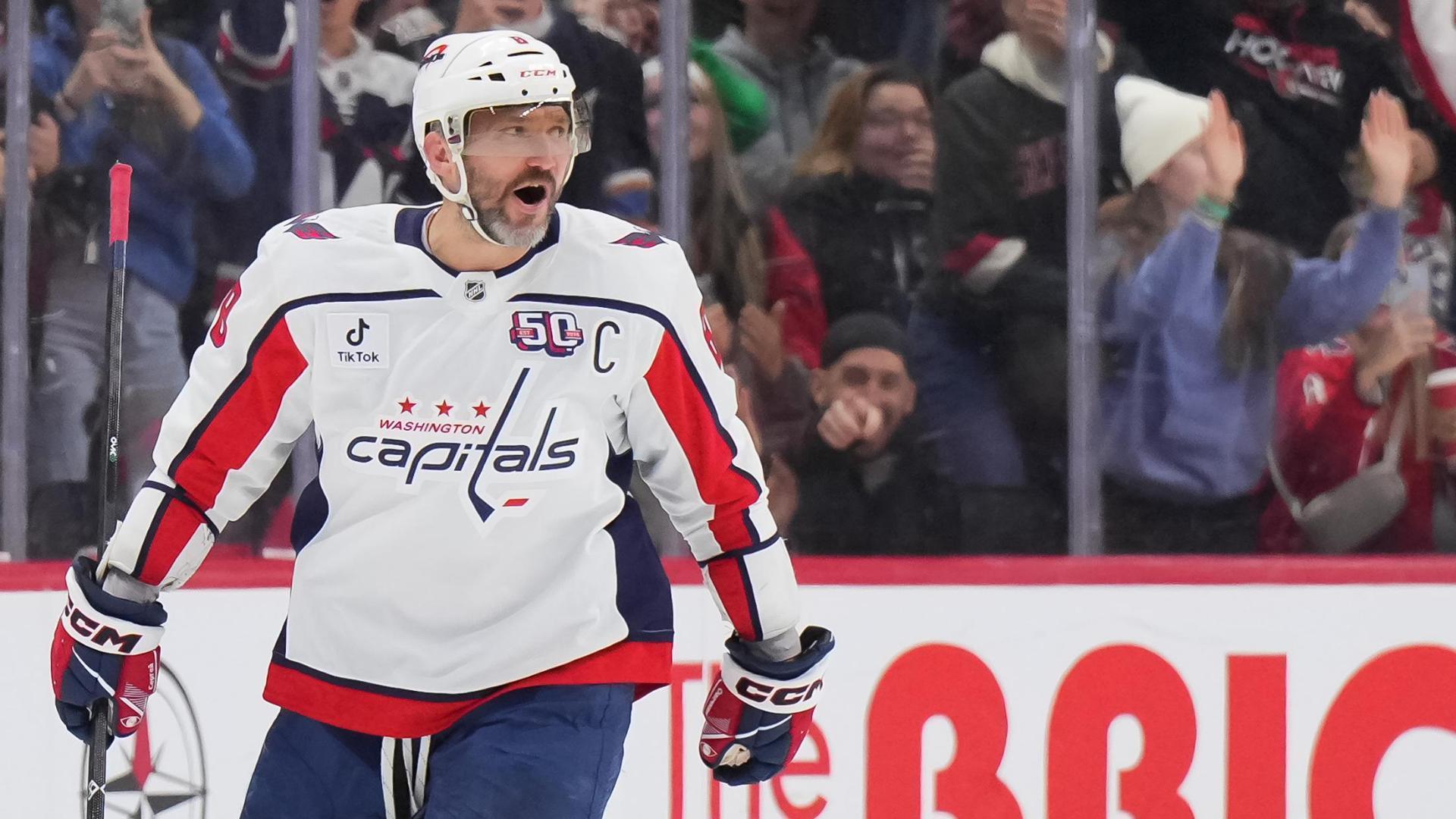 Alex Ovechkin nets his 876th goal with a great shot from the point