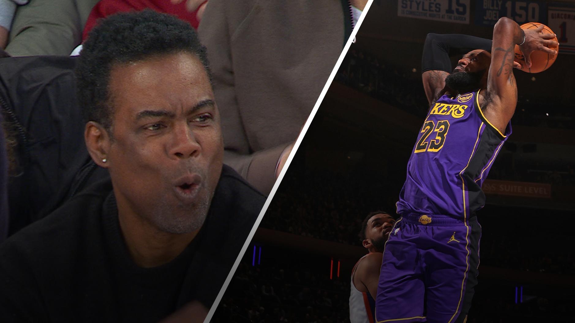 Chris Rock in shock after LeBron's dunk