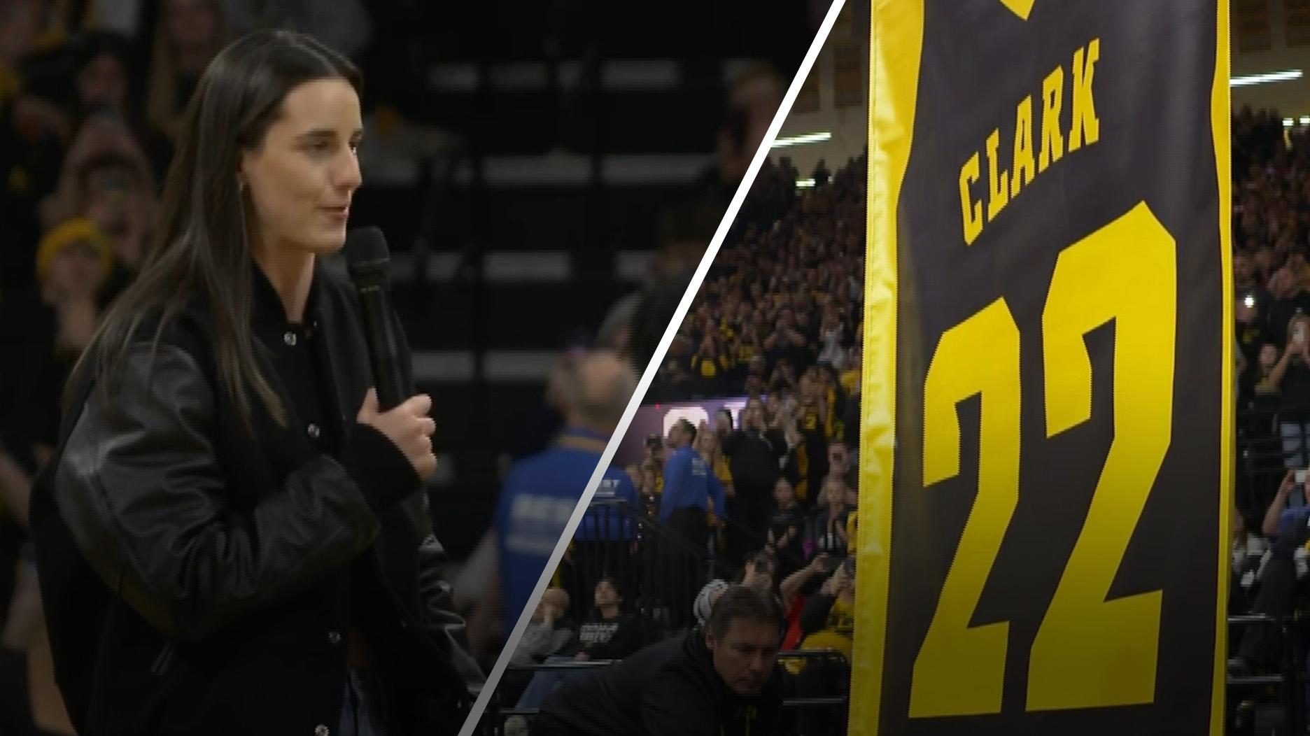 Caitlin Clark 'overwhelmed' following Iowa jersey retirement