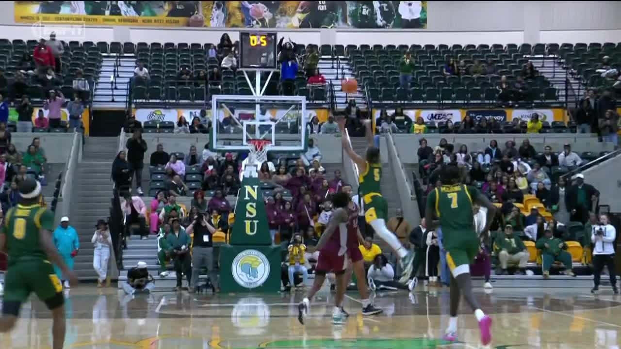 Fans storm the court after Norfolk State hits game-winning shot