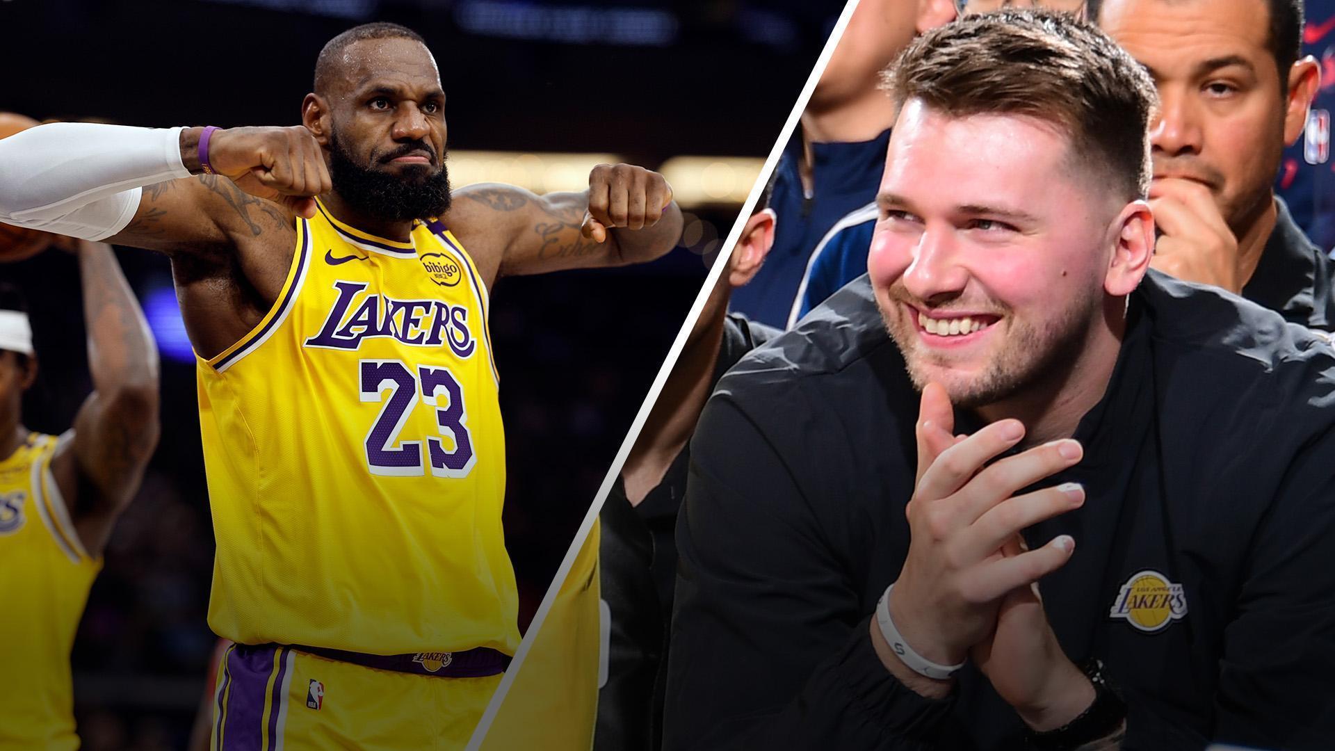 Luka loves LeBron's tough and-1 for the Lakers