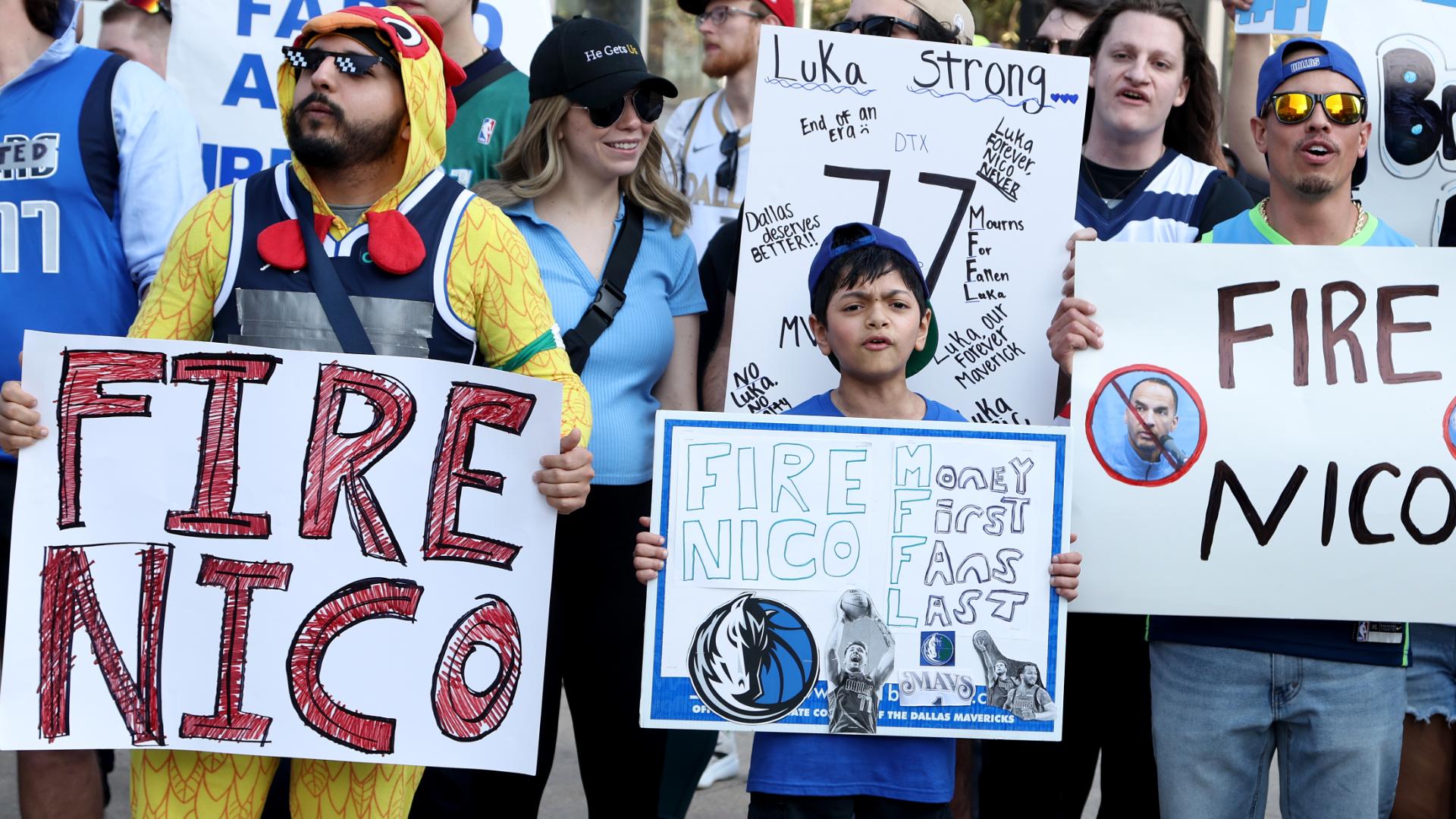 Mavs fans protest Luka Doncic trade outside American Airlines Center