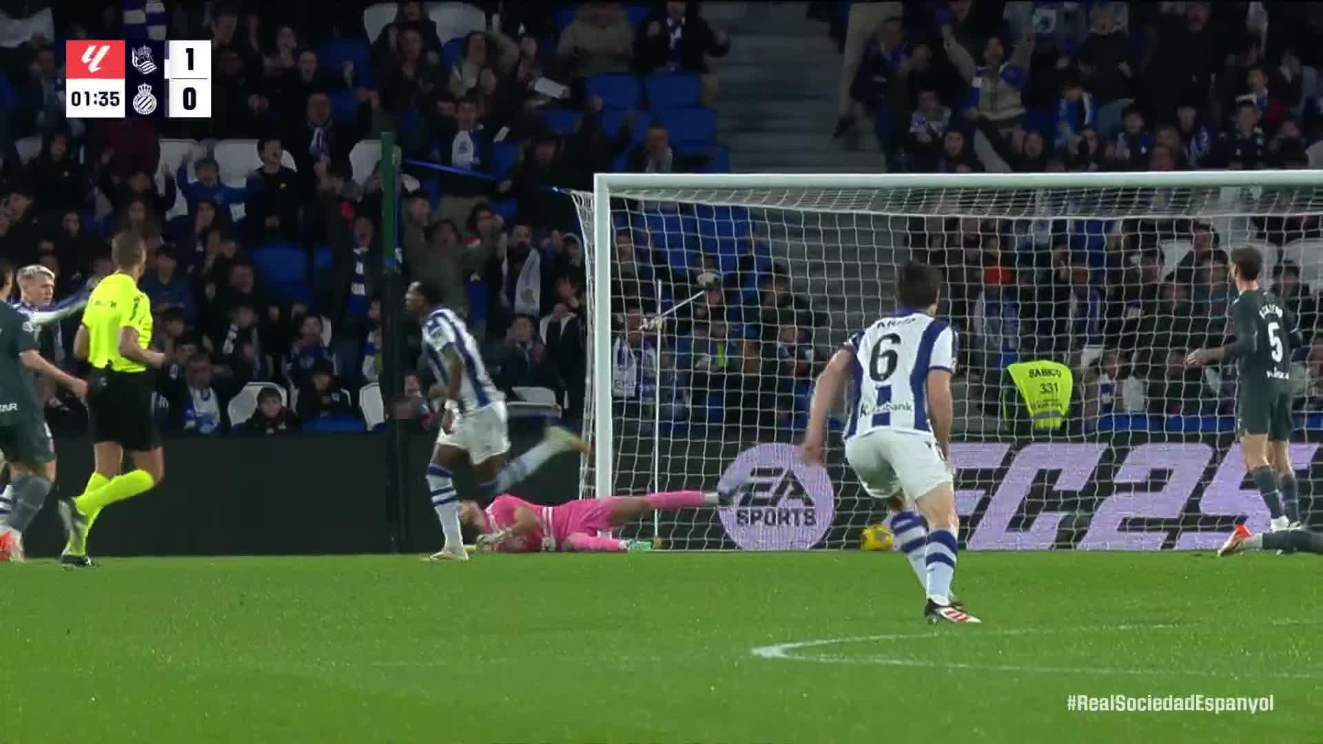 Sheraldo Becker slots in the goal for Real Sociedad