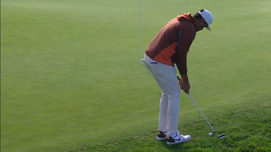 Tony Finau chips in three times on front nine