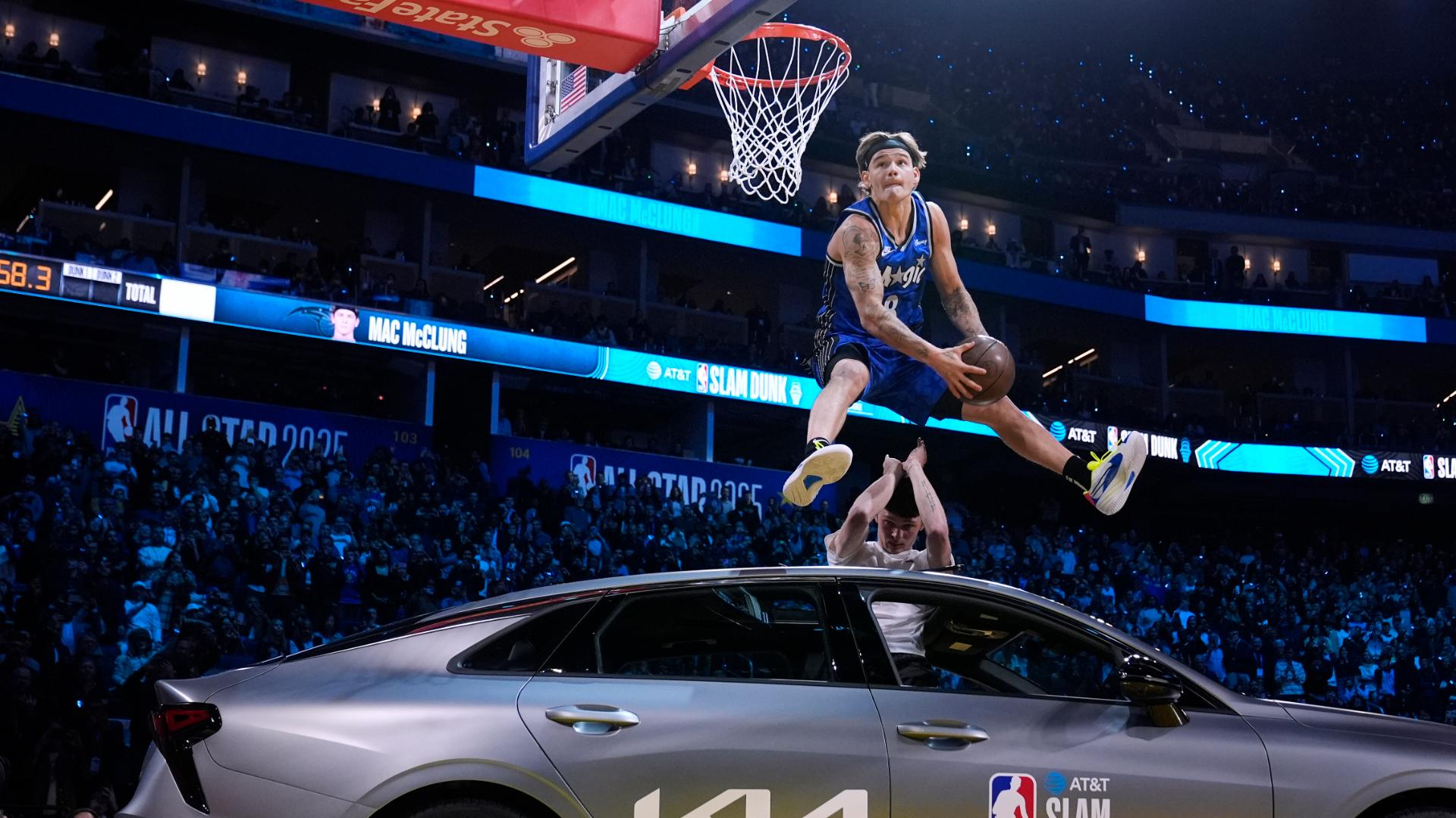 Mac McClung leaps over a car for perfect score