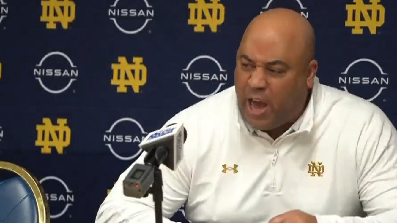 ND coach goes on epic rant, smashes mic in postgame news conference