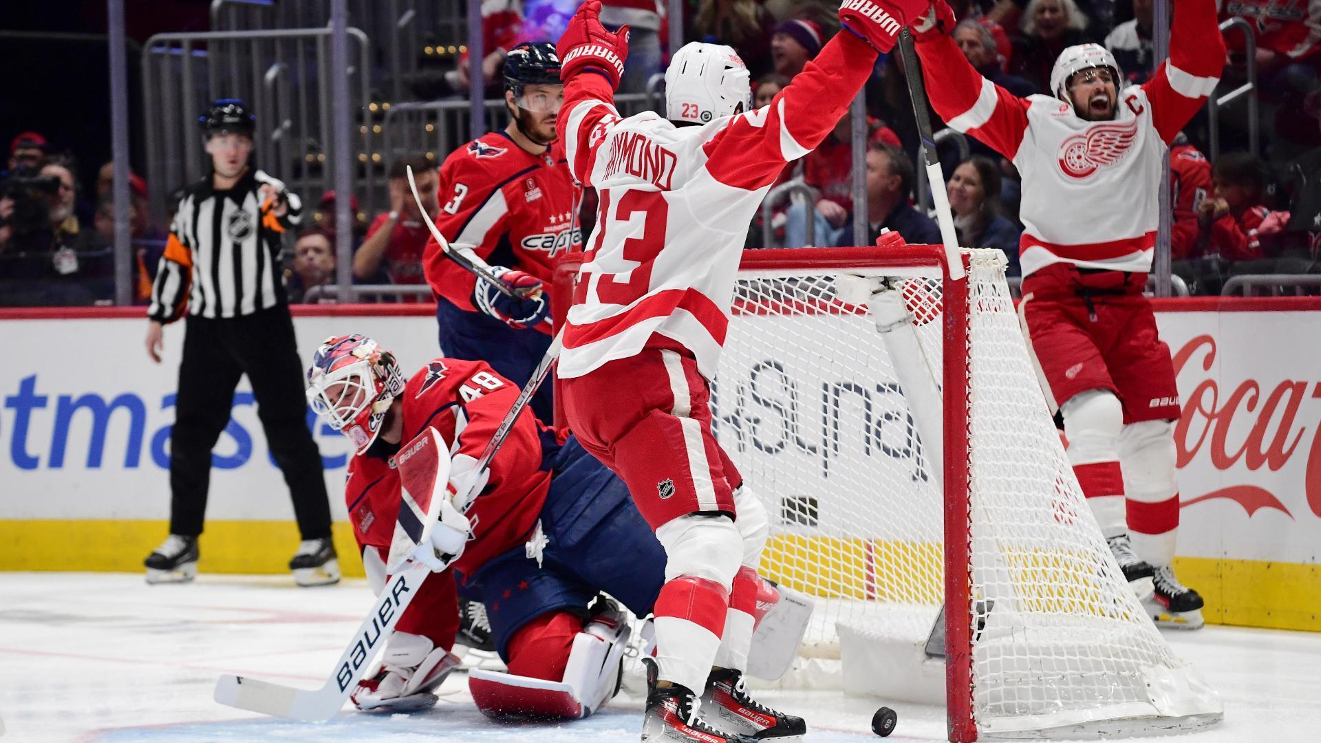 Dylan Larkin scores a goal from an impossible angle