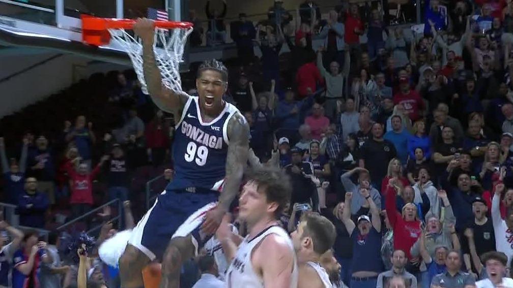 Khalif Battle slams home statement alley-oop as Gonzaga wins WCC title
