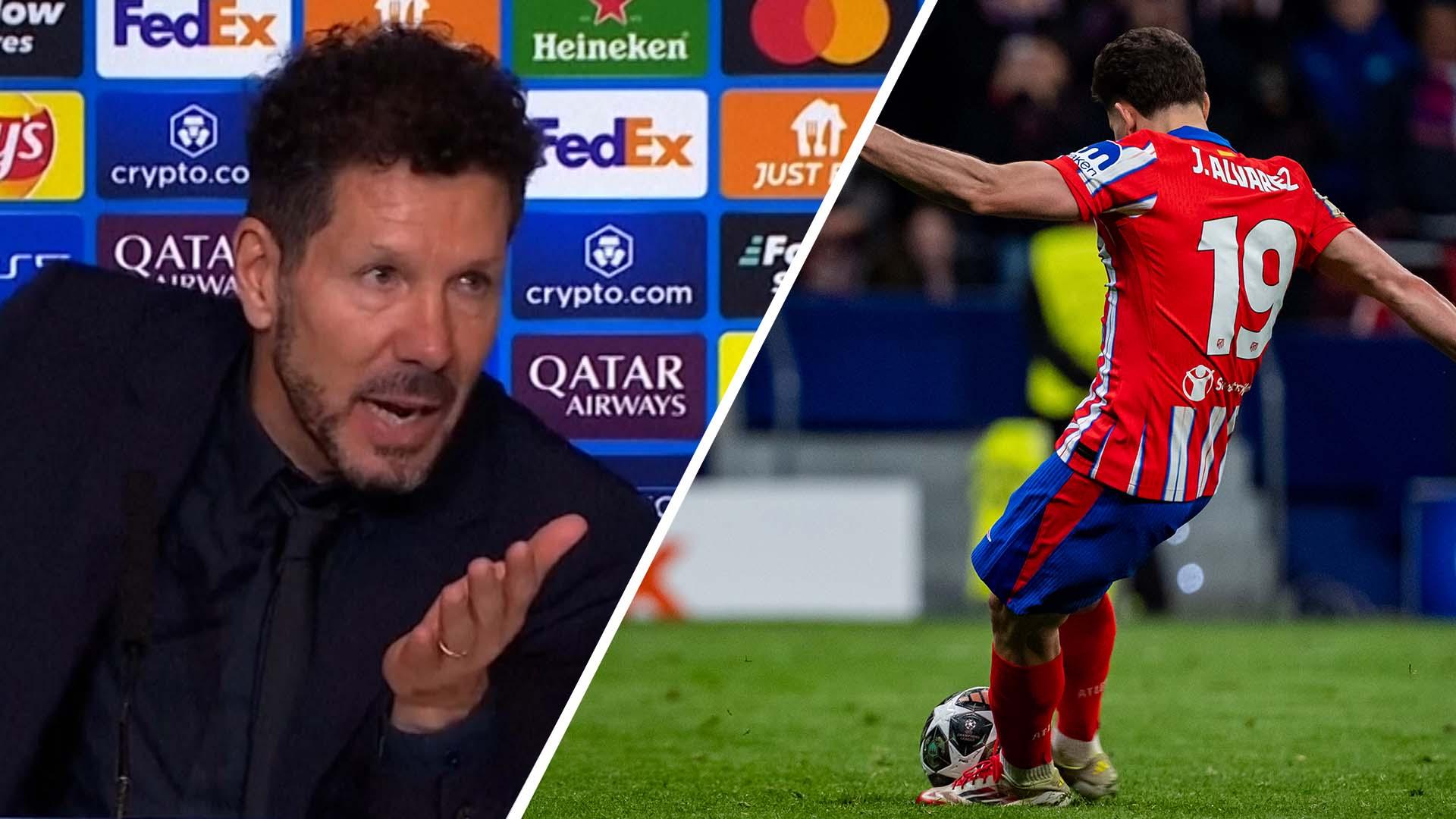 'What did you see?!' - Simeone fumes at journalist over Álvarez penalty