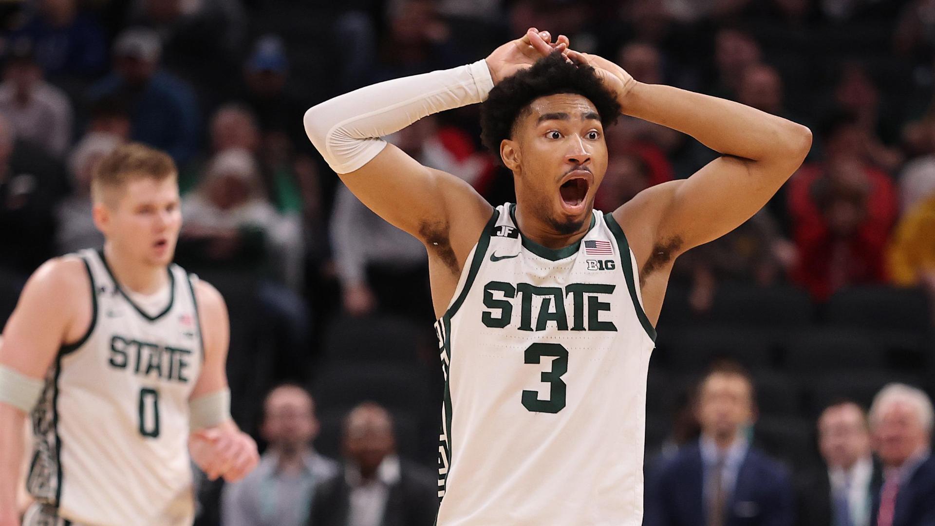 Wisconsin holds off Michigan State after no-foul call in Big Ten semis