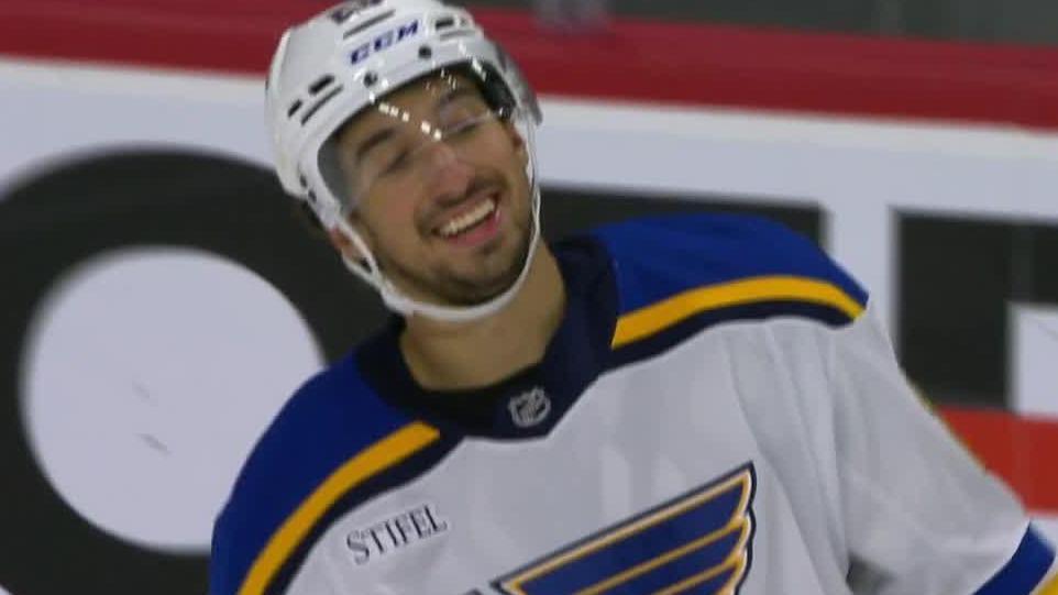 Jordan Kyrou's hat trick leads Blues past Wild