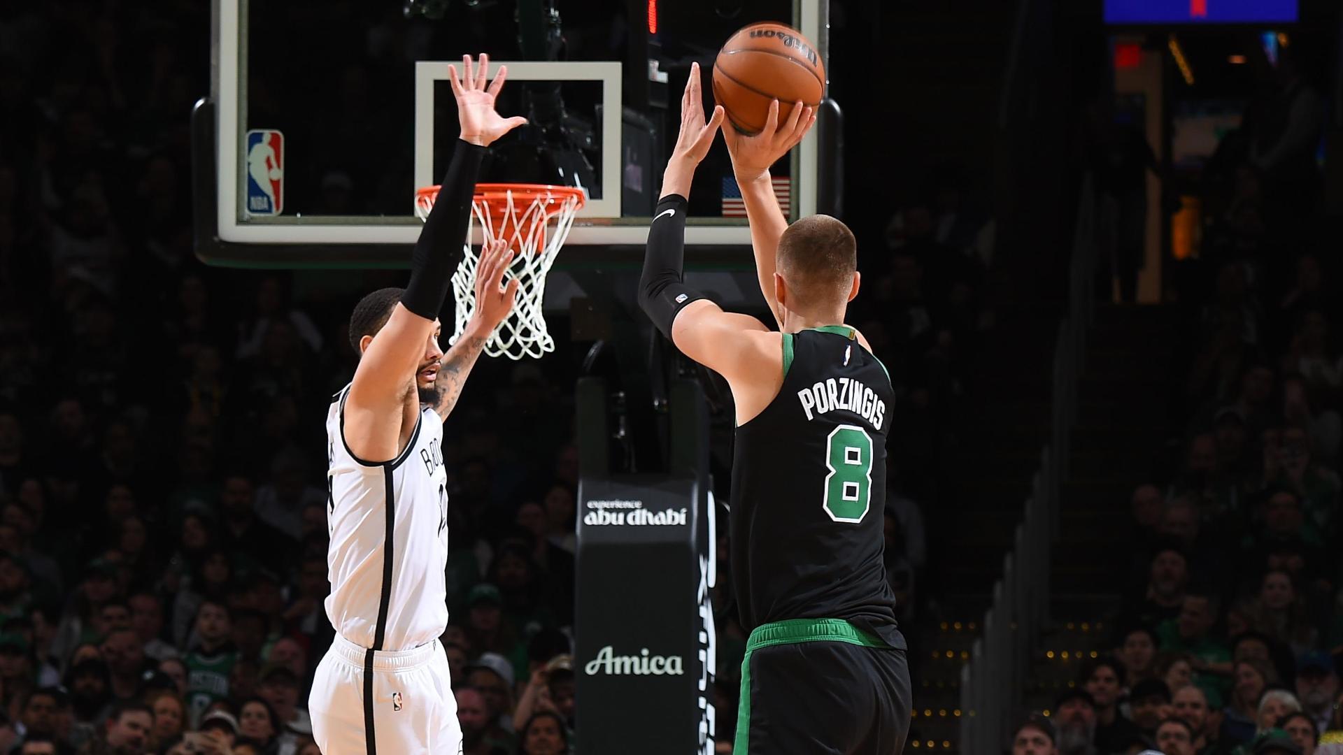 Kristaps Porzingis' double-double powers Celtics past Nets