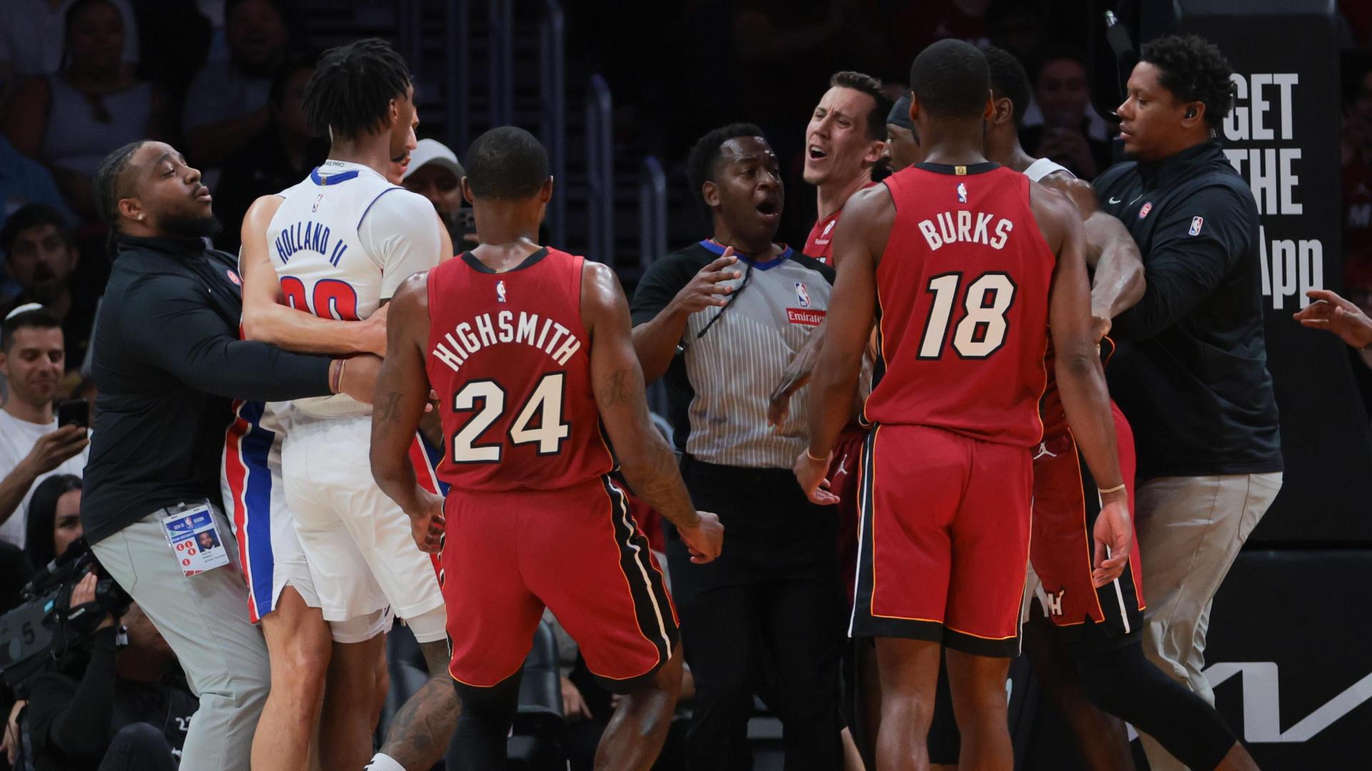 Double techs handed out after chippy play between Pistons, Heat