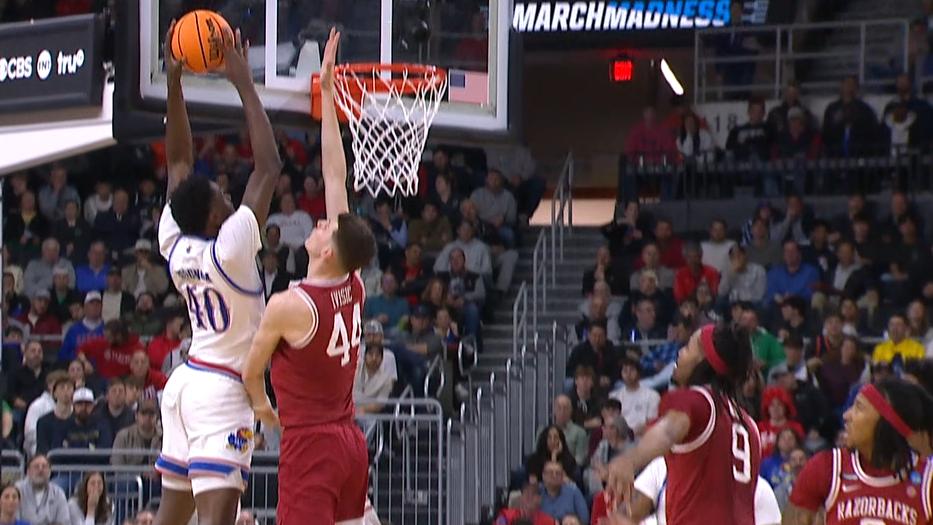 Flory Bidunga rises for a big poster dunk for Kansas