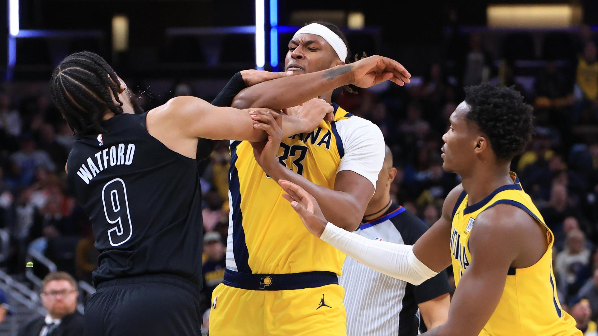 Trendon Watford ejected after tempers flare between Pacers and Nets