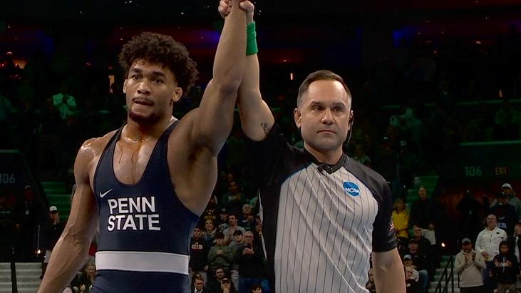 Penn State's Starocci celebrates becoming NCAA's first five-time champion