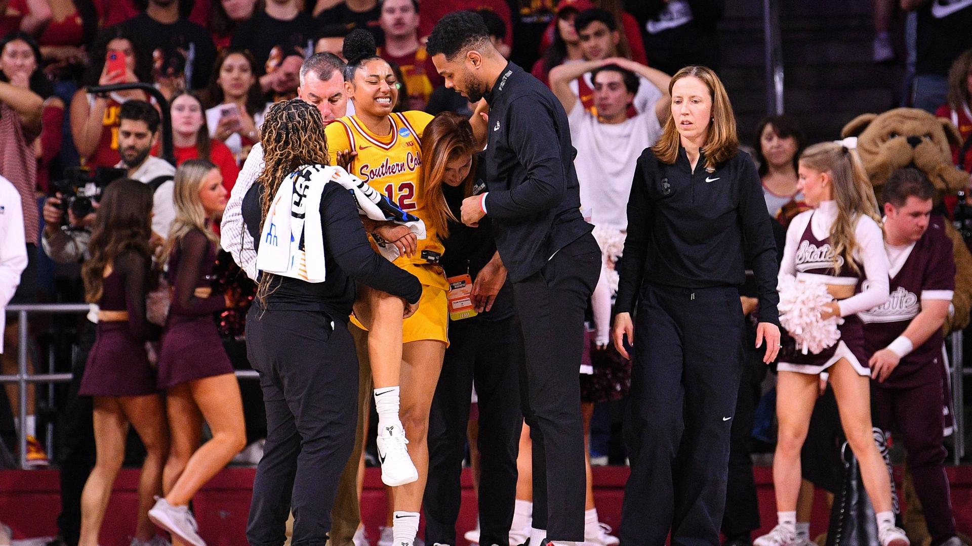 JuJu Watkins carried off court after ACL tear