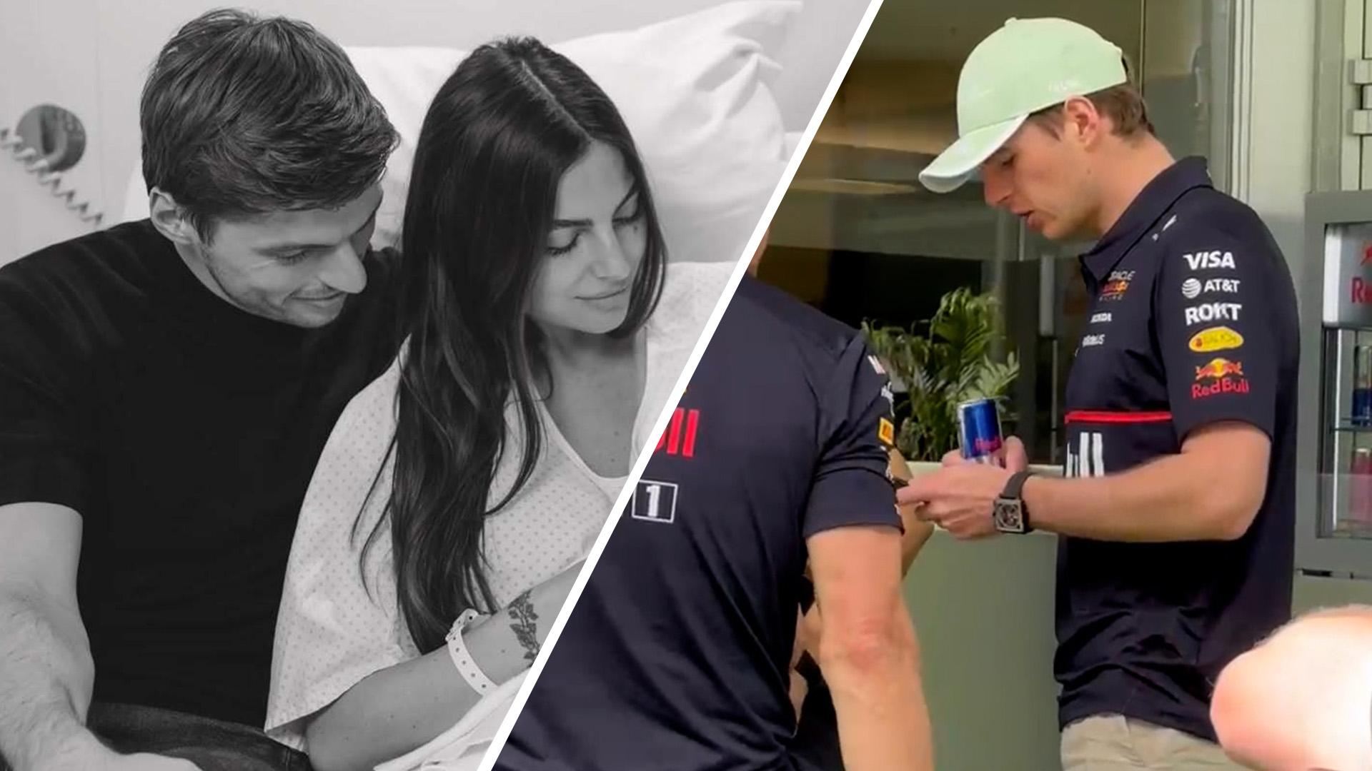 Max Verstappen shows off new baby pictures to Red Bull staff