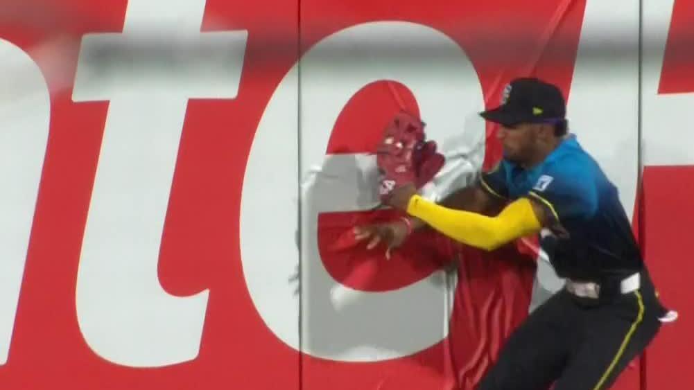 Johan Rojas crashes off the wall for sensational grab