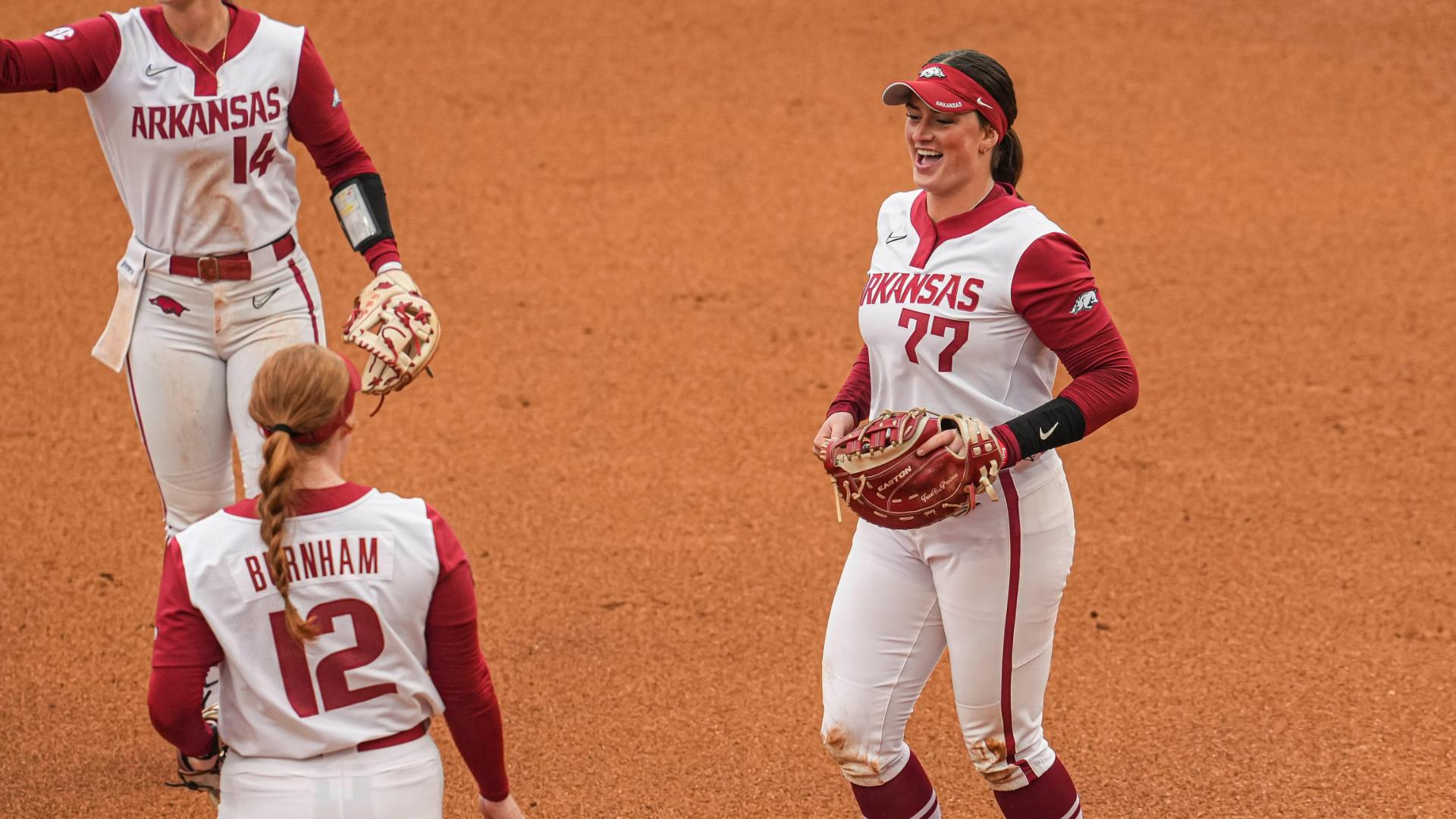 Arkansas' Bri Ellis makes a great catch to turn 2