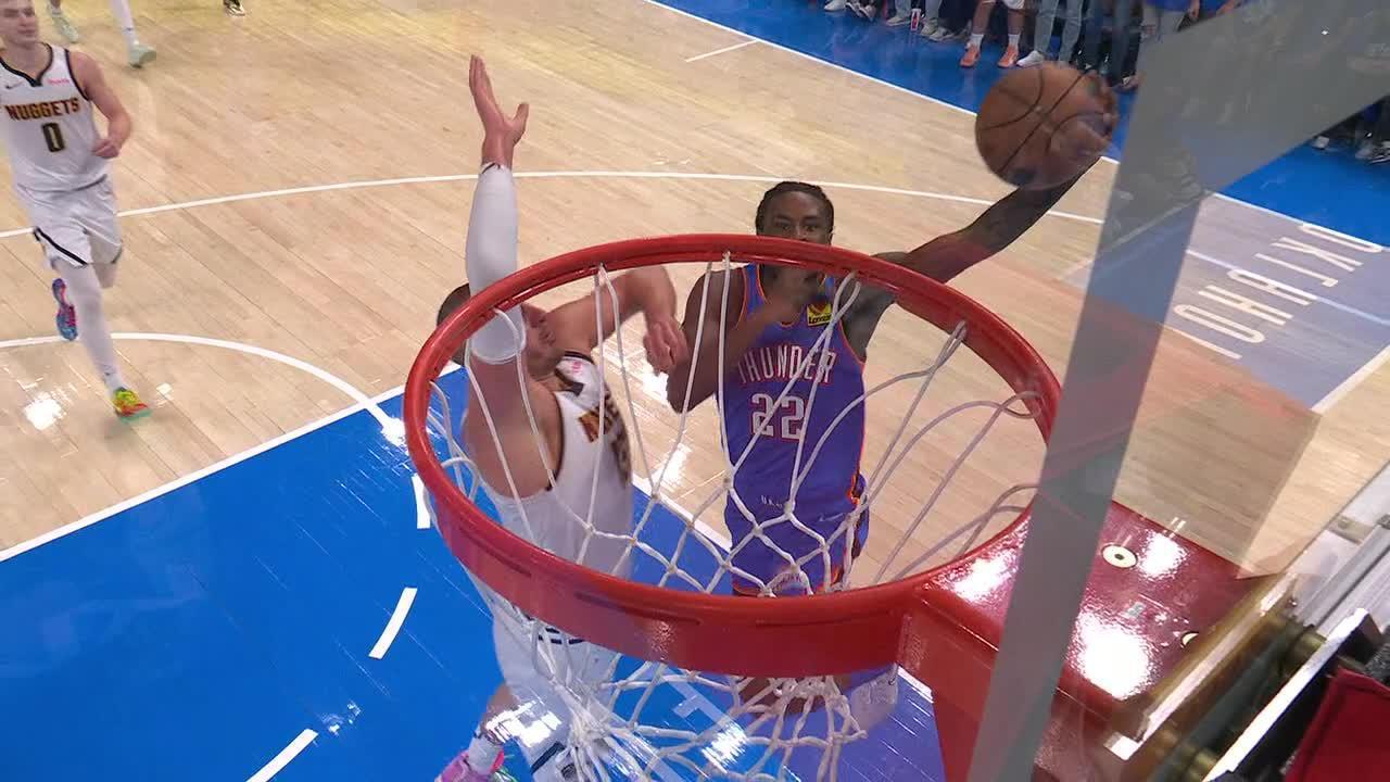 Cason Wallace takes off on Jokic for Thunder dunk