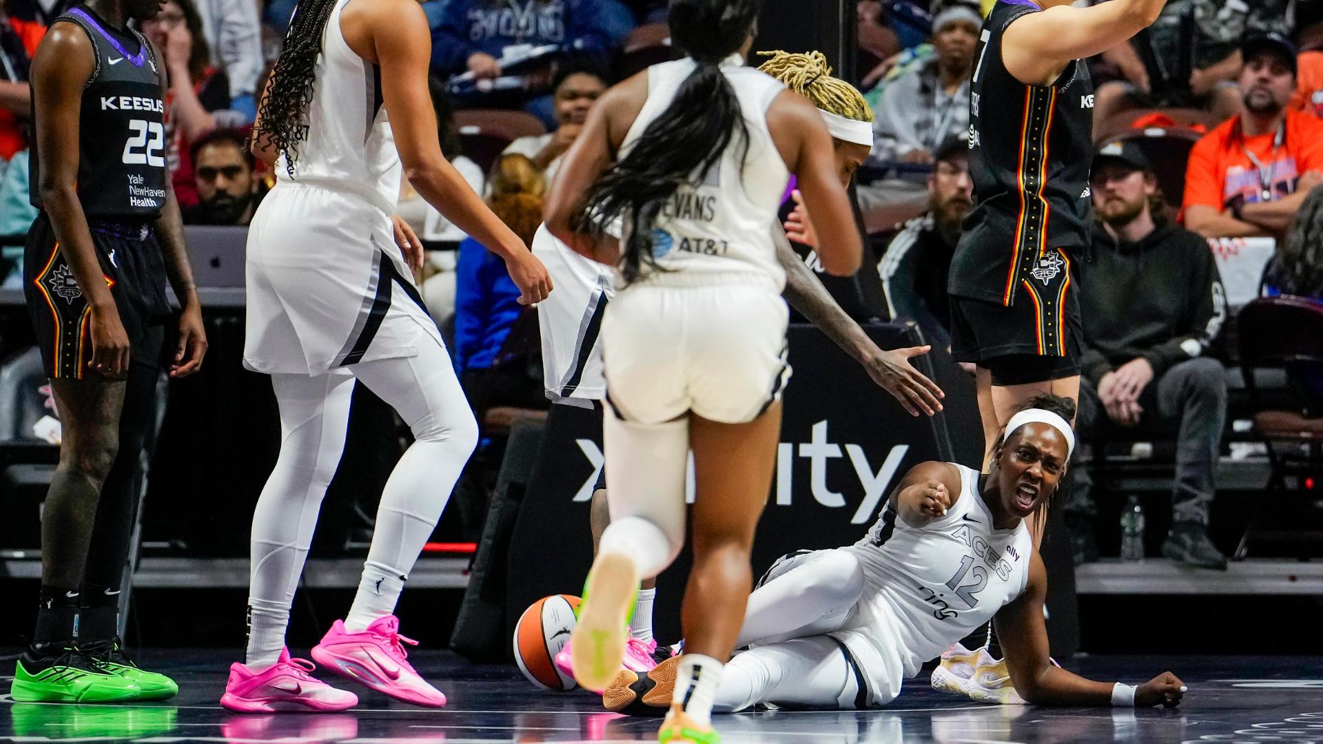 Chelsea Grey gets this and-1 to fall in wild sequence