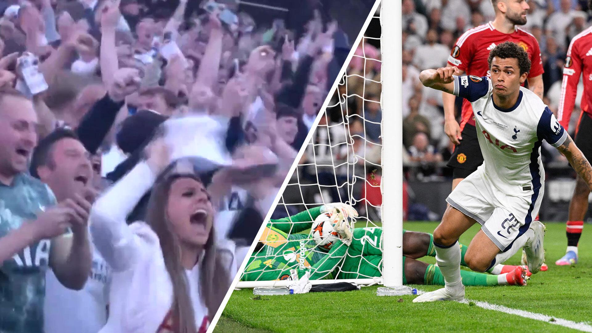 Spurs fans go wild as they go 1-0 up in Europa League final