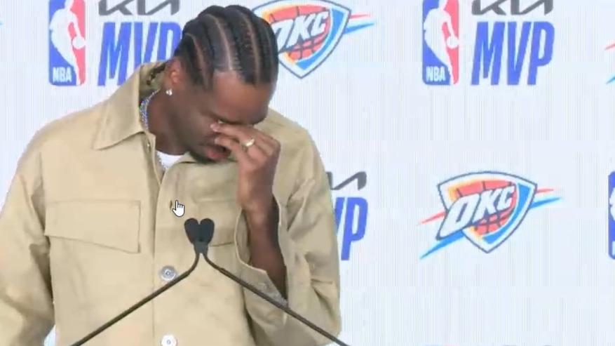 SGA gets emotional thanking family after winning MVP