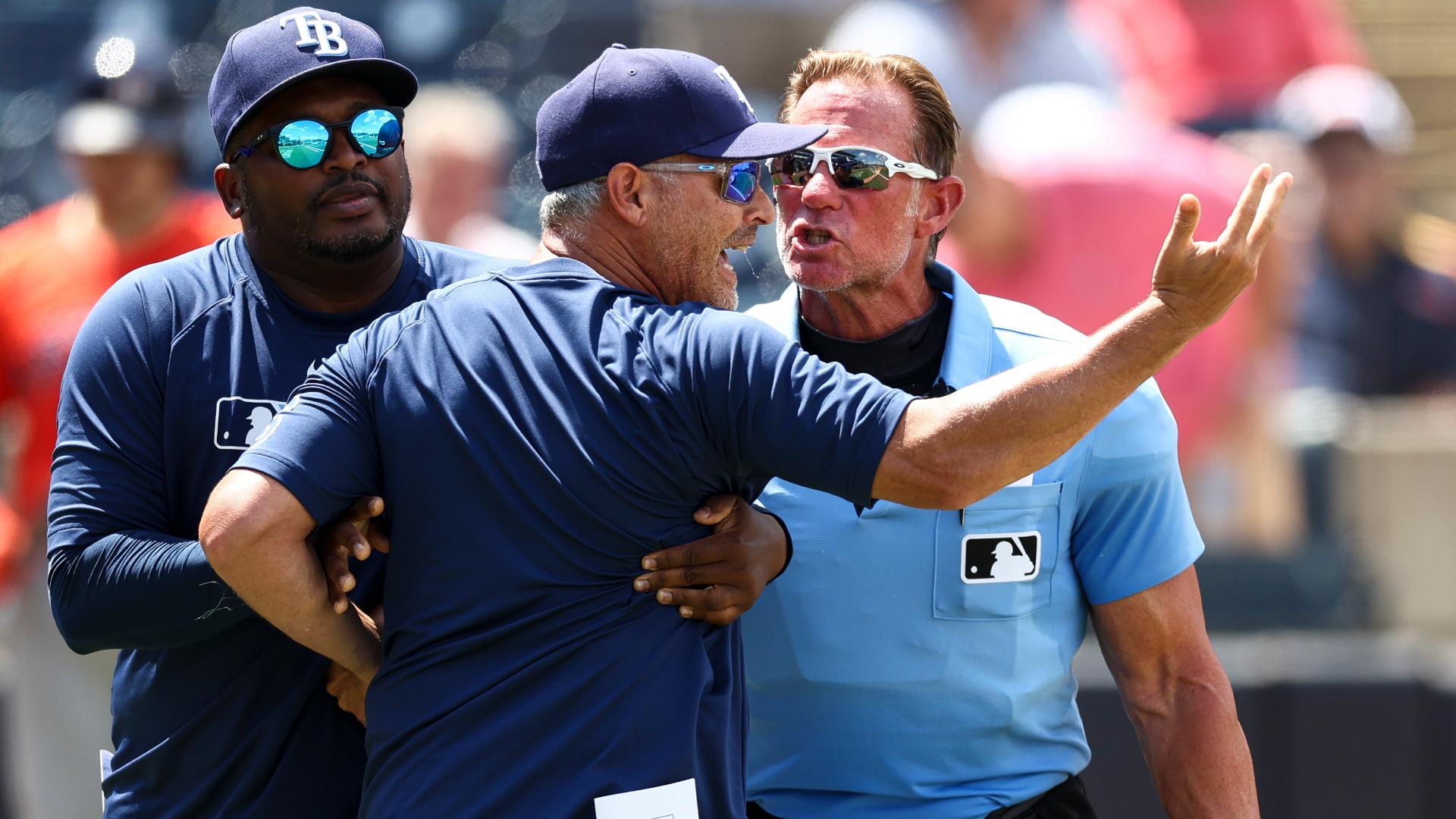'Livid' Rays manager storms back from dugout to argue more after ejection