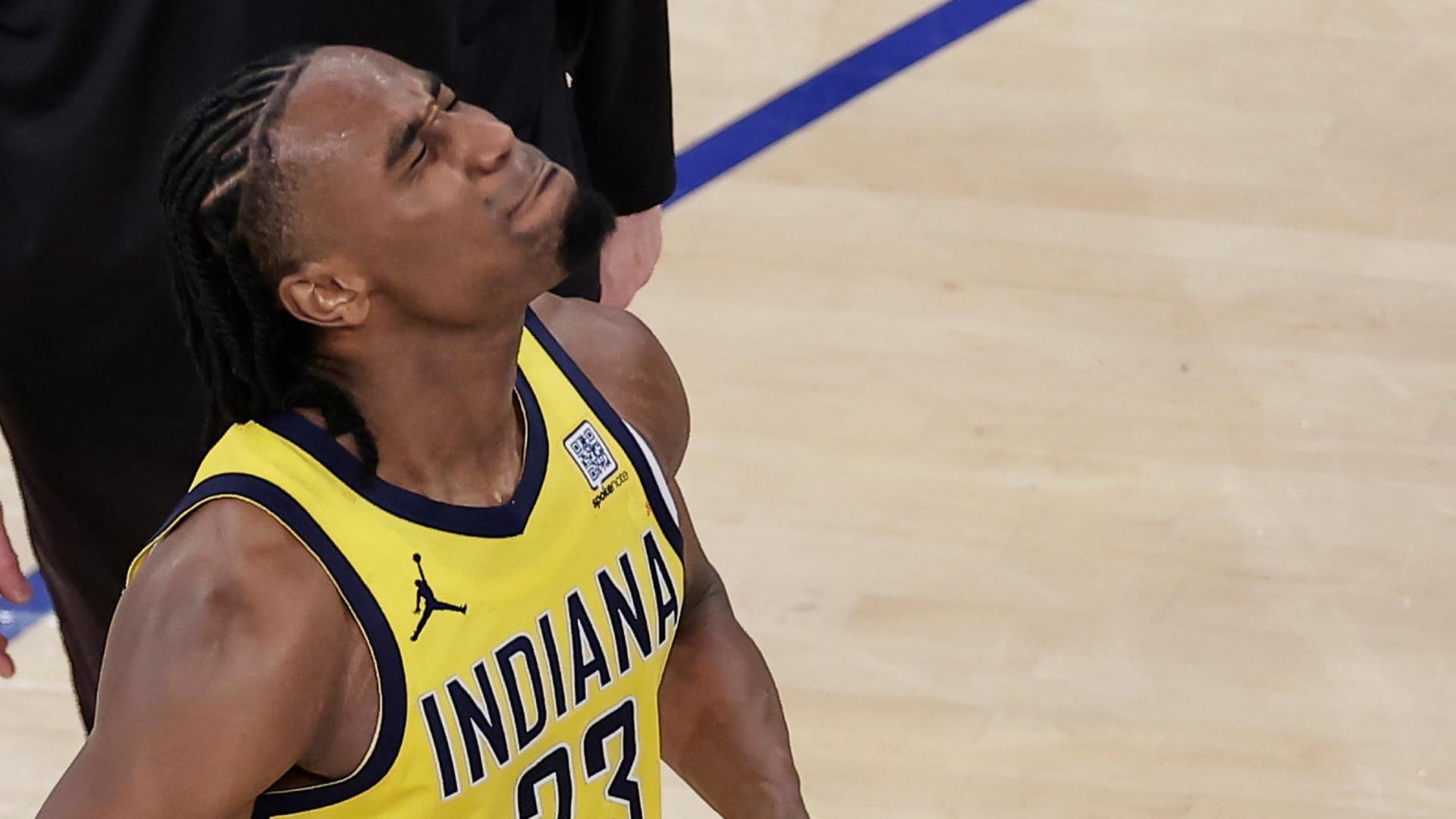 Pacers hang on in frantic finish to steal Game 1 in OT