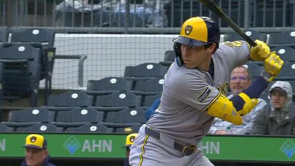 Yelich Hits Two Homers, Drives Four Runs in Brewers Win Over Pirates