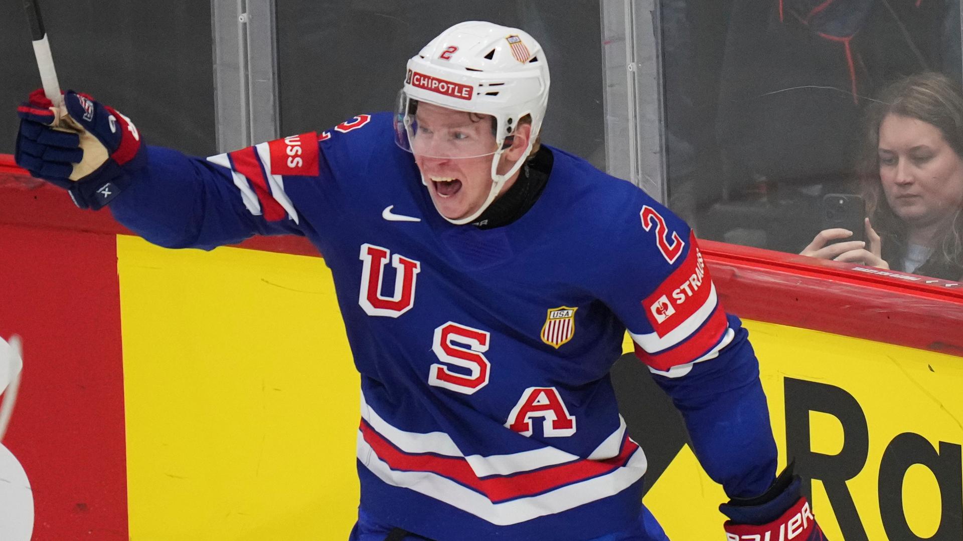 Jackson LaCombe's goal wraps up USA's win to reach hockey world final