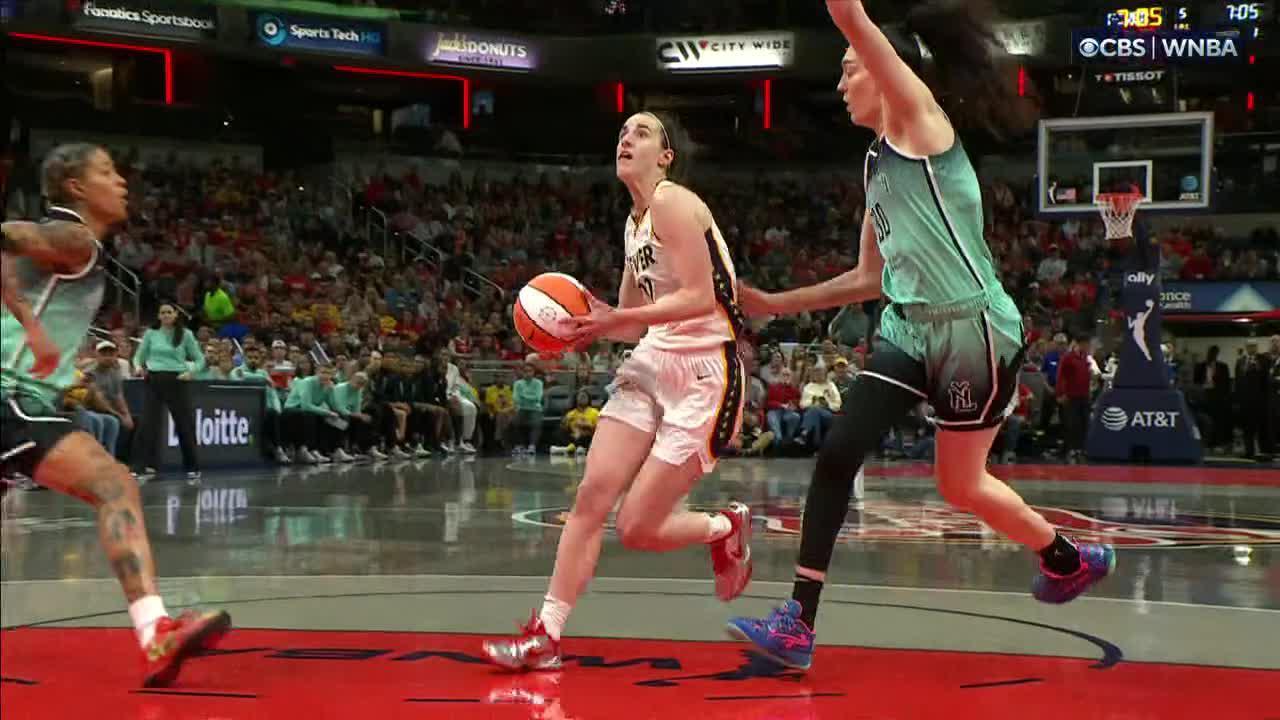 Caitlin Clark somehow gets the and-1 to fall