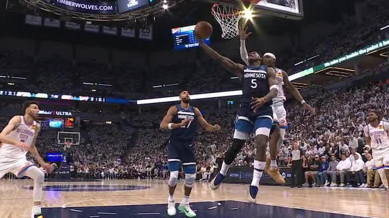 Ant goes baseline for a slick reverse layup