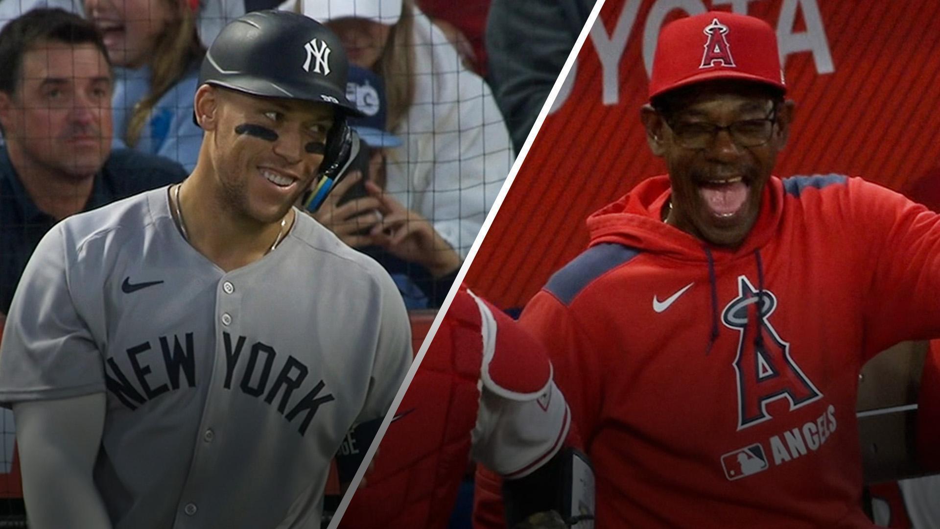 Aaron Judge shares laugh with Angels skipper after 2 intentional walks