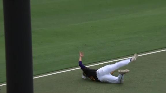 East Carolina first baseman makes a terrific catch
