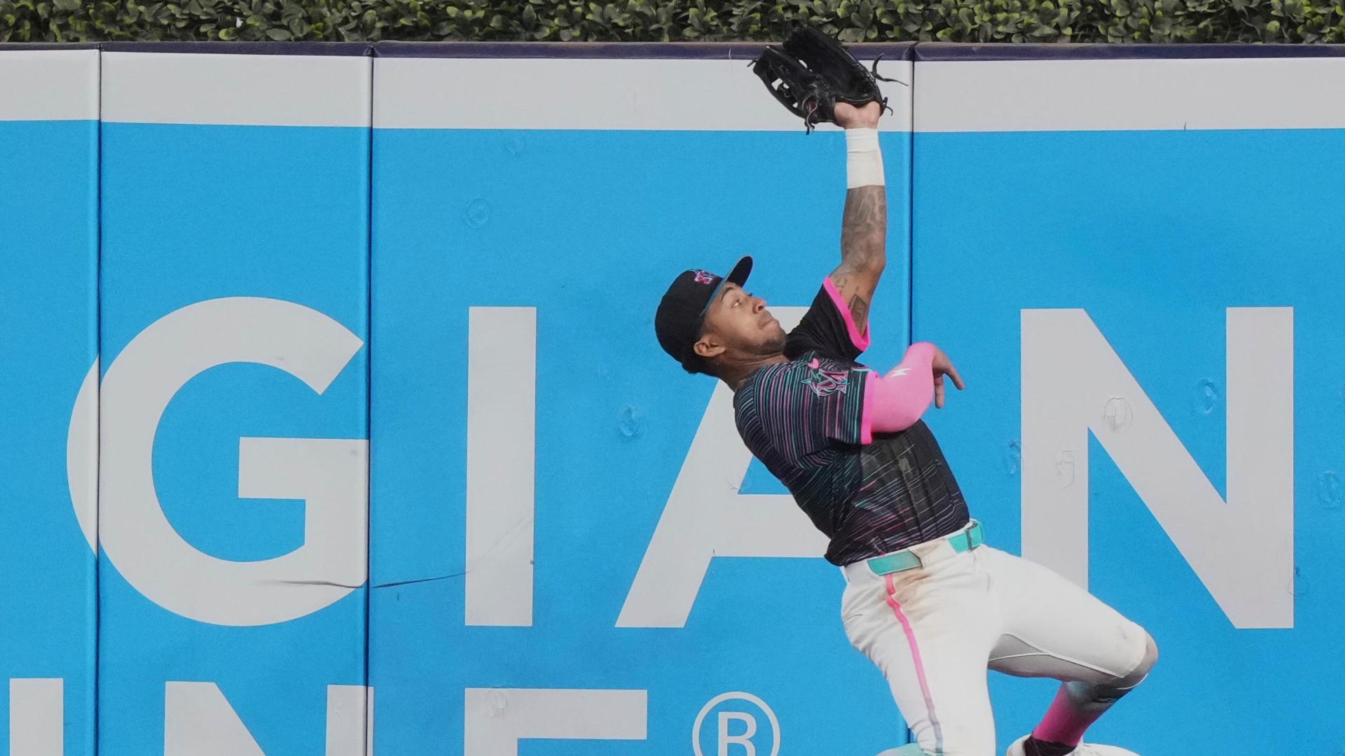 Dane Myers lays out for run-saving grab for Marlins