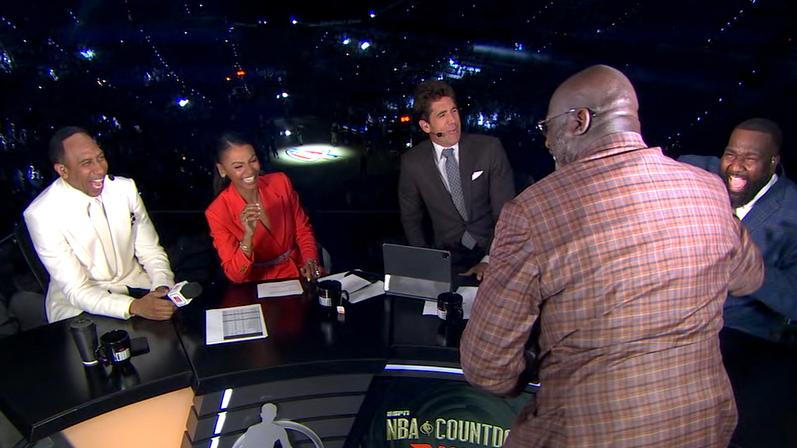 Shaq crashes the 'NBA Countdown' set