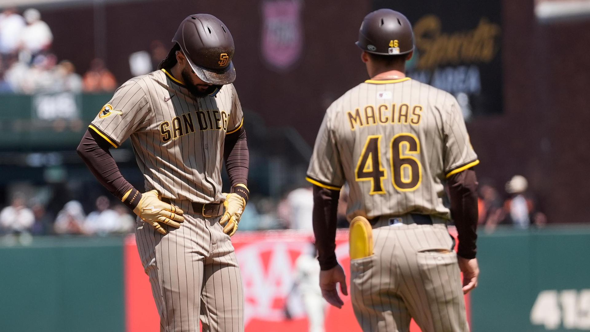 Not quite! Tatis prematurely flips bat before flying out