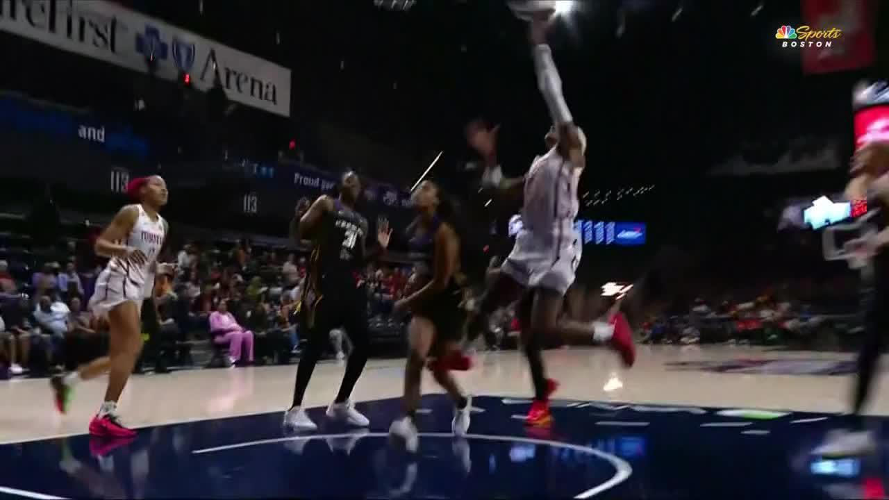 Brittney Sykes gets and-1, accidentally takes down ref
