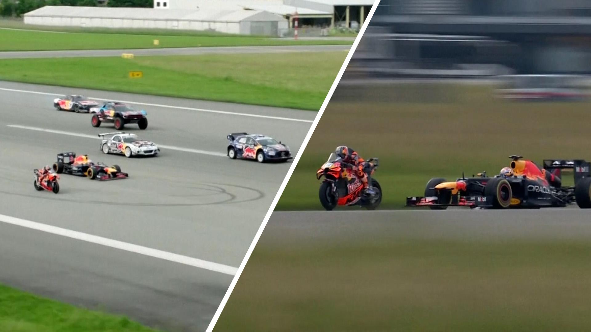 Verstappen goes head-to-head in Red Bull drag race