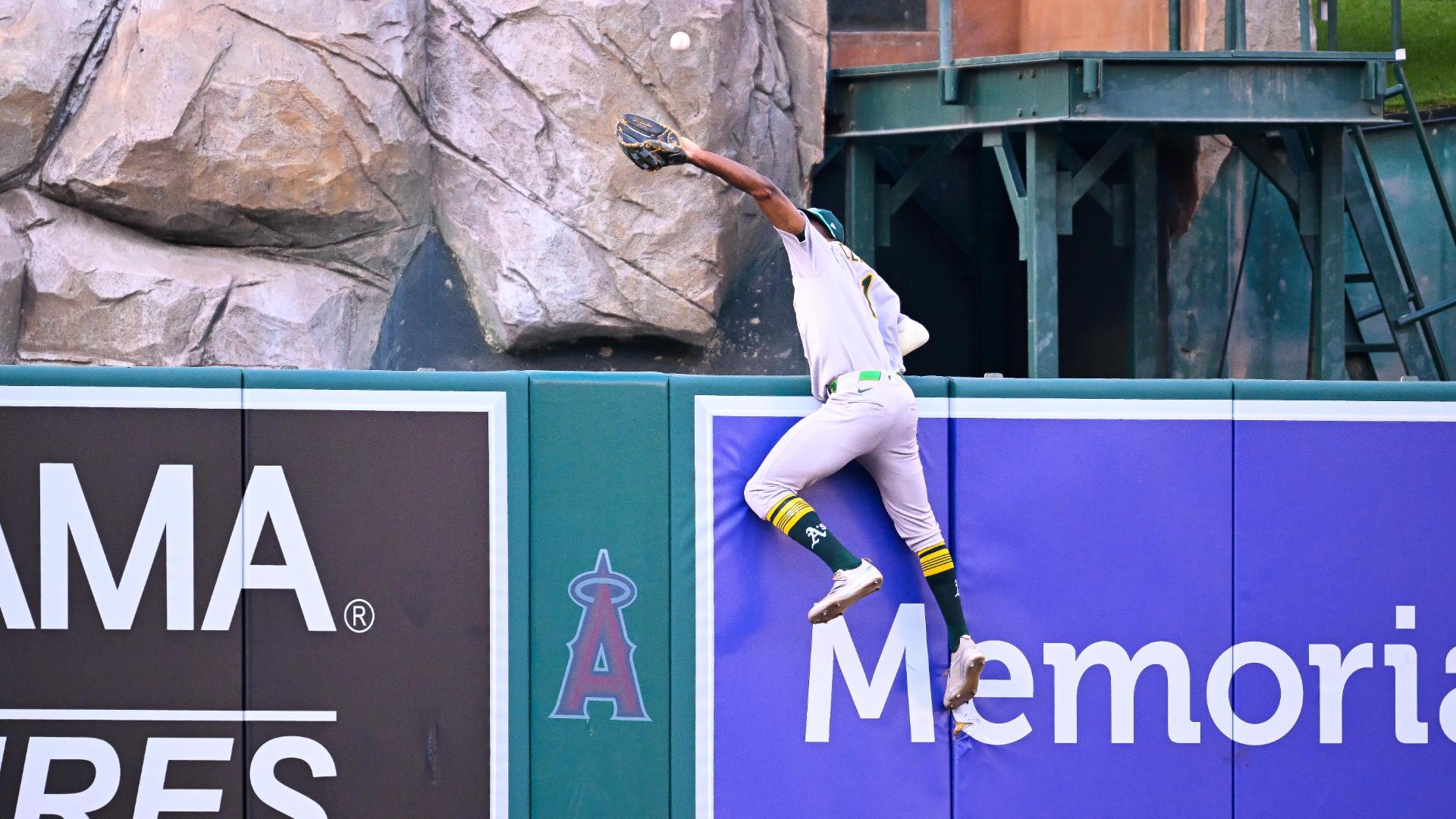 Catch of the year! Denzel Clarke scales wall for absurd HR robbery