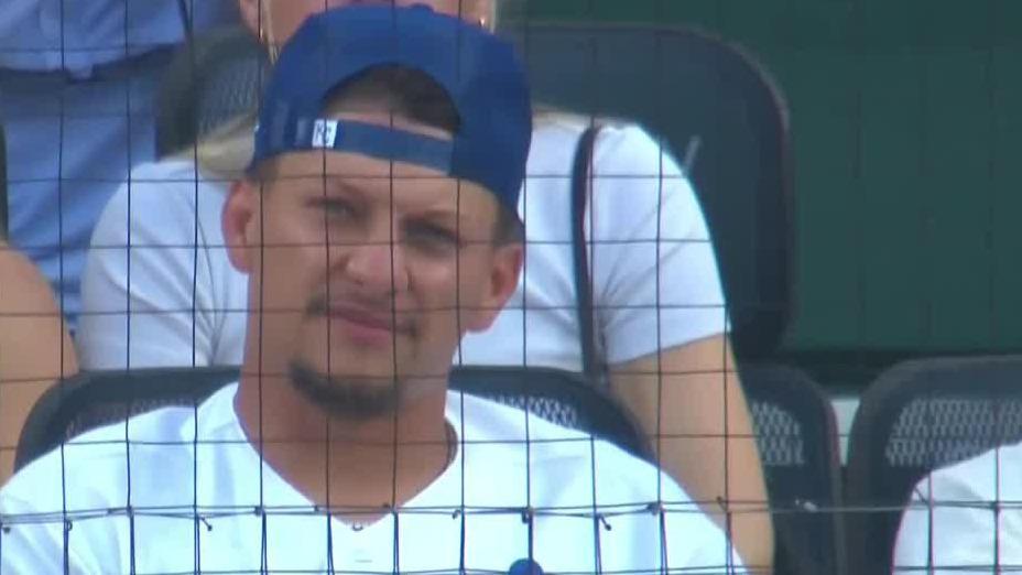 Patrick Mahomes takes in Royals game