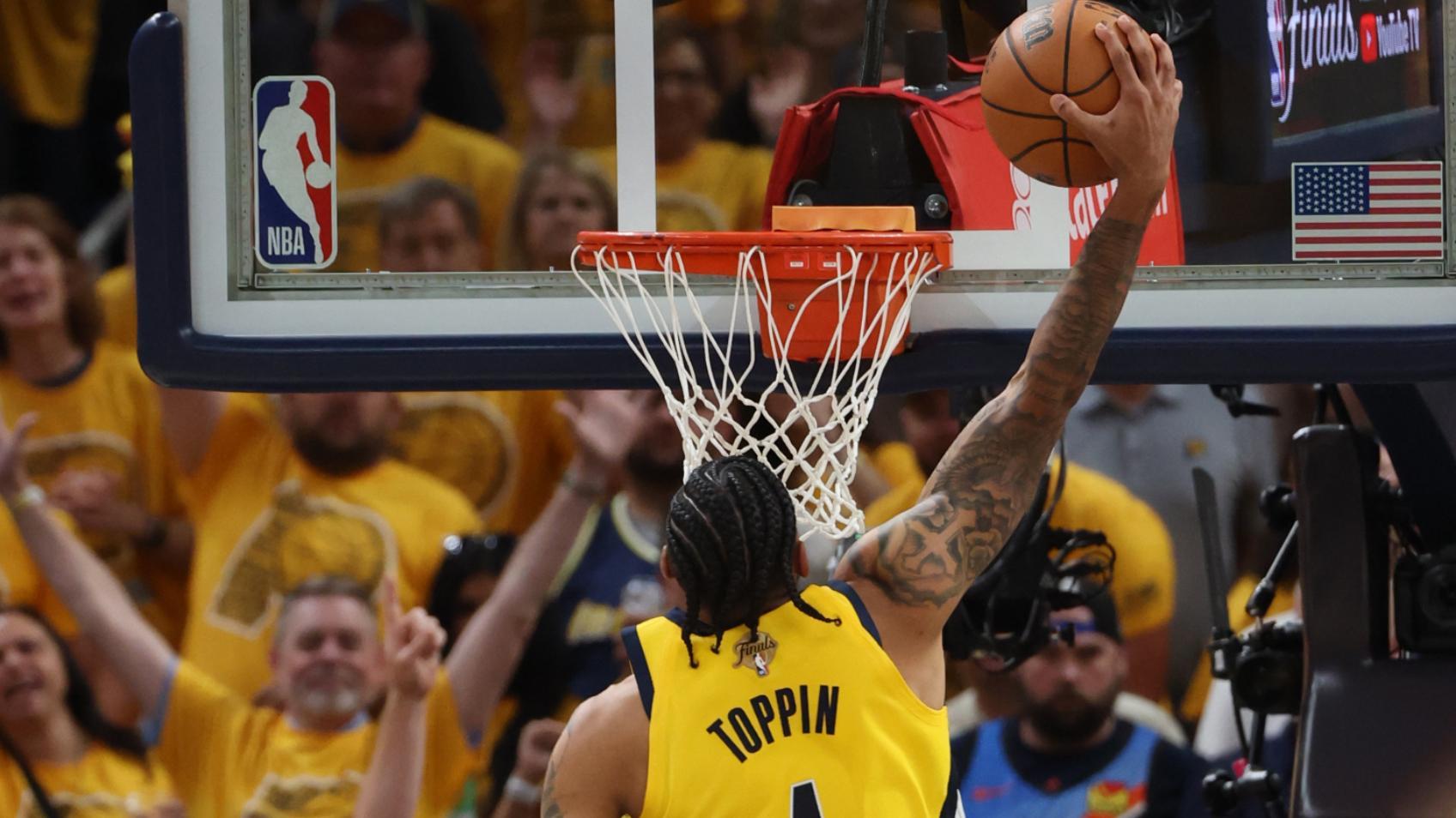 Obi Toppin takes off for huge slam